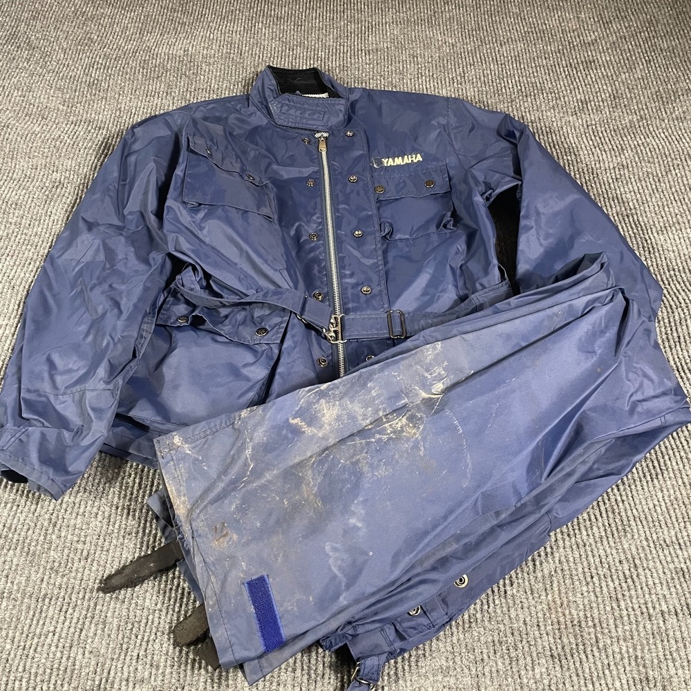 Vintage Yamaha Jacket Pants‎ Set Mens Medium Blue Moto Racing Biker Retro Light